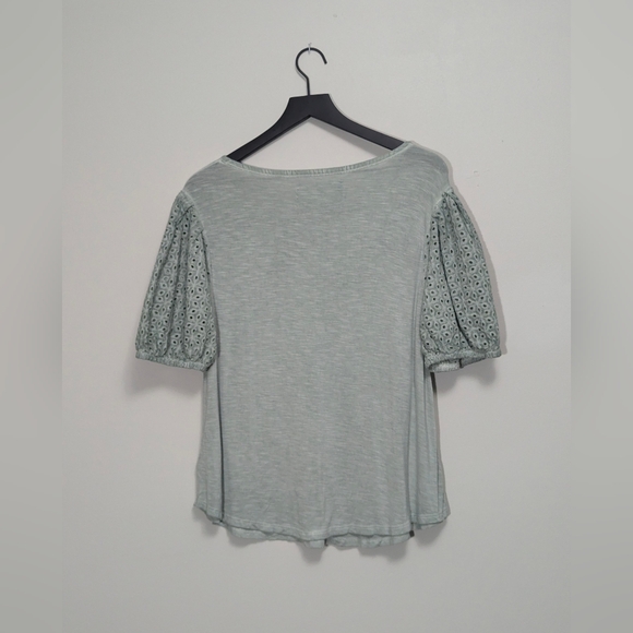 CUPIO pale green size XL puffy sleeve top - Picture 3 of 8